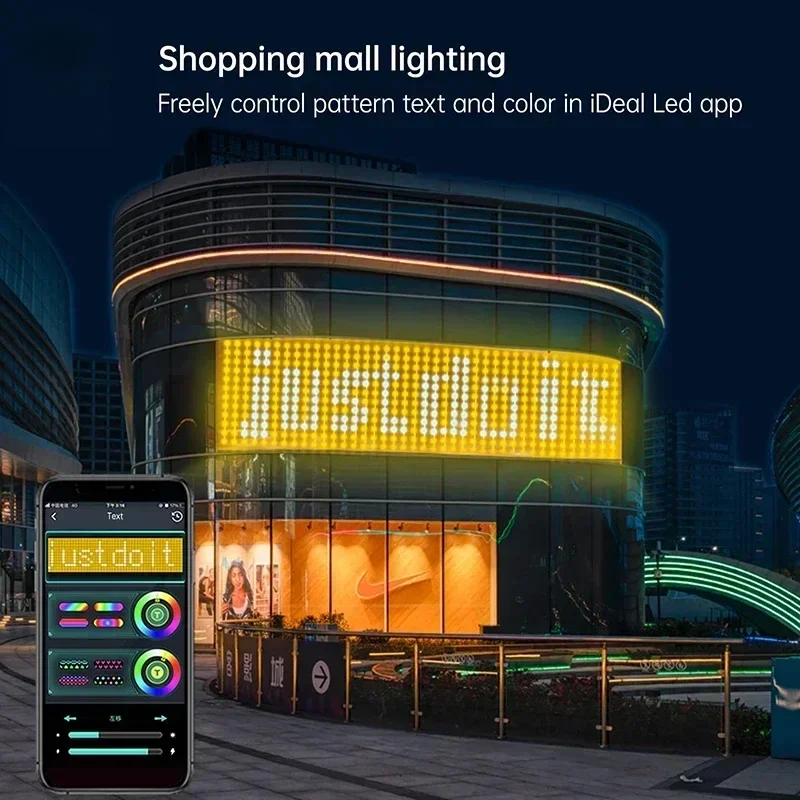 Cadena de luces LED RGB con Bluetooth, cortina inteligente con Control, aplicación, imagen, texto, pantalla inteligente