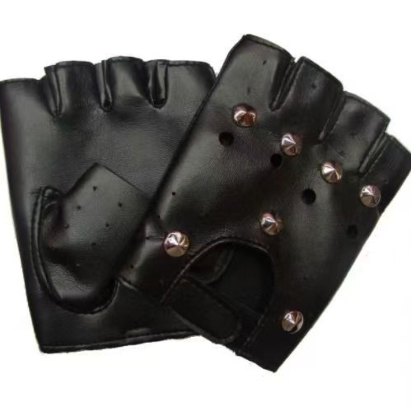 Mannen unisex kunstleer halfvingerhandschoenen theatrale punk hiphop rijden motorfiets prestaties feest vingerloze wanten