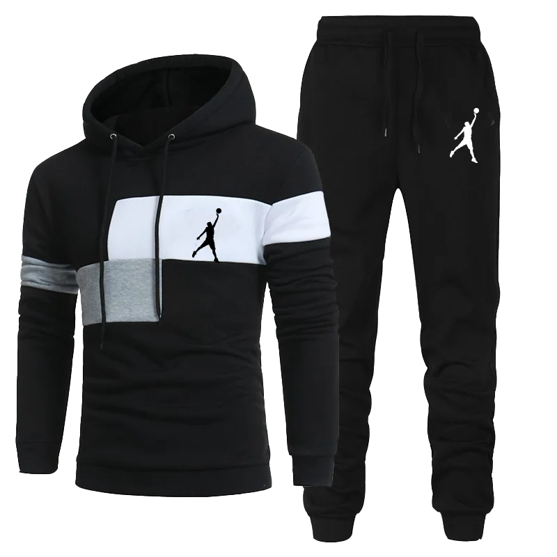 Conjunto con capucha deportiva informal para hombre, chándal con capucha y pantalones para correr, trajes de gimnasio de alta calidad, ropa de calle de otoño e invierno