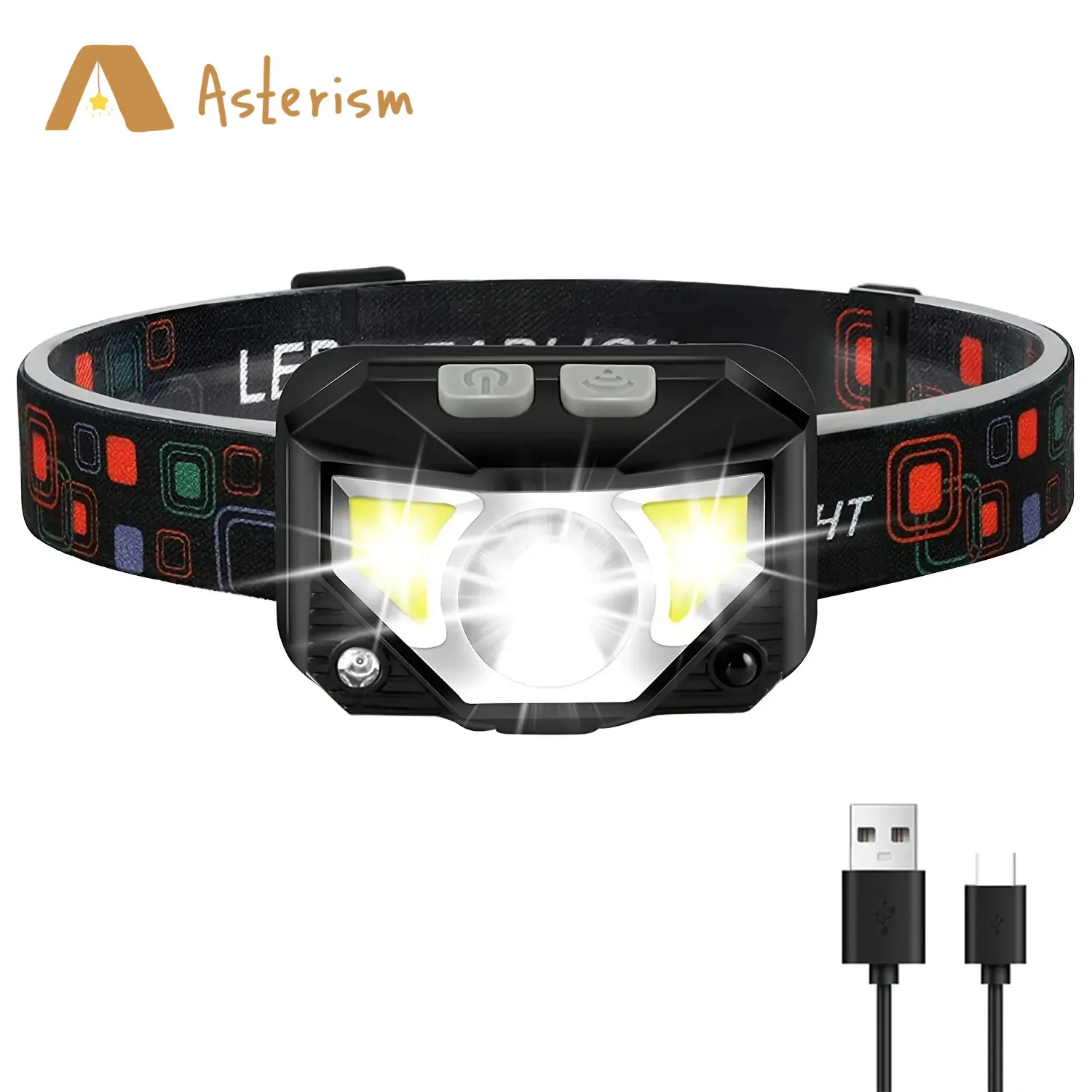 Linterna frontal brillante de 1200 lúmenes, faro LED recargable, luz roja, resistente al agua, Sensor de movimiento, lámpara para cabeza, luz para cabeza de pesca