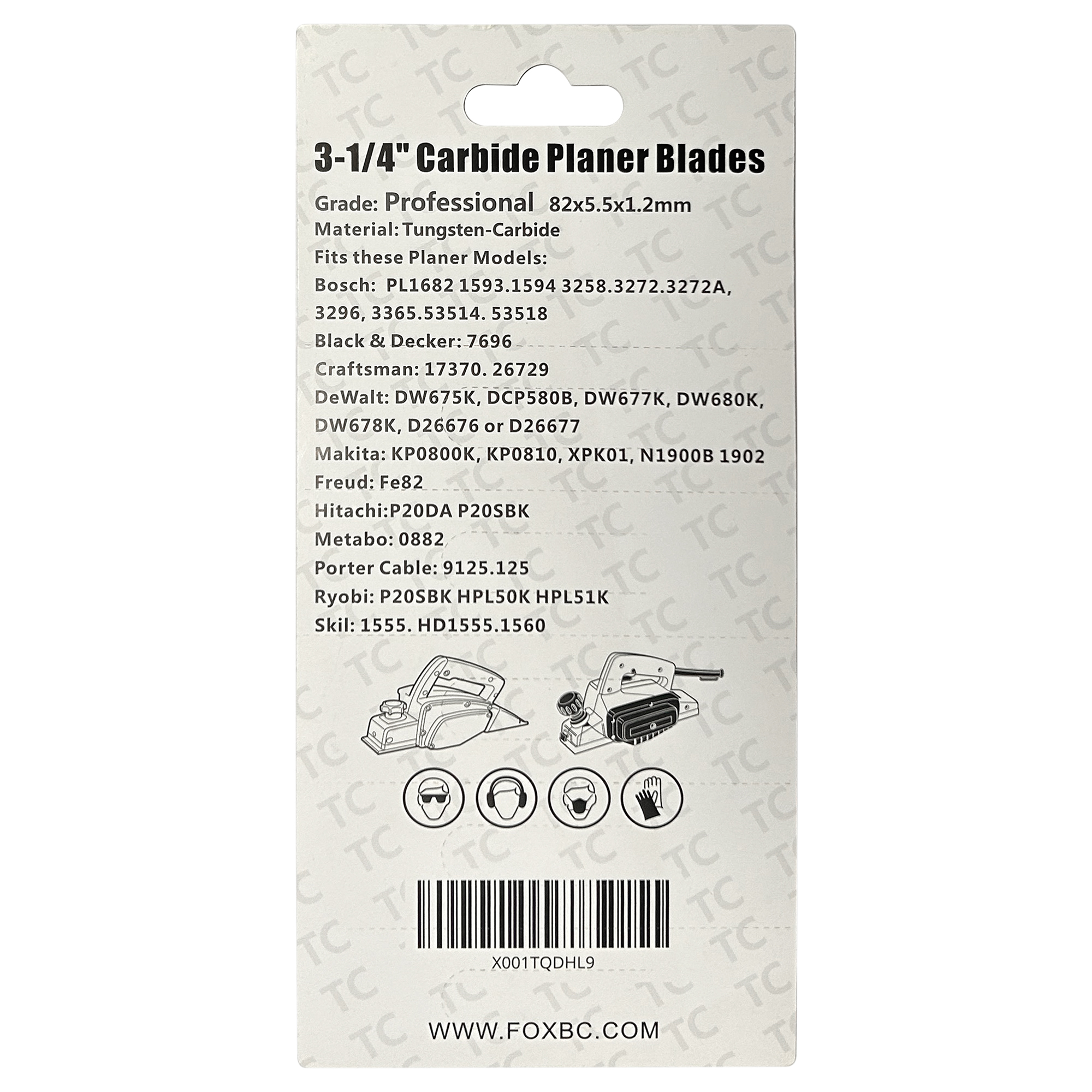 FOXBC TCT 카바이드 핸드 플레이너 블레이드, 보쉬 디월트 마키타 웬 블랙 앤 데커 료비 히타치 및 대부분의 핸드헬드 플레이너, 82mm, 10 개