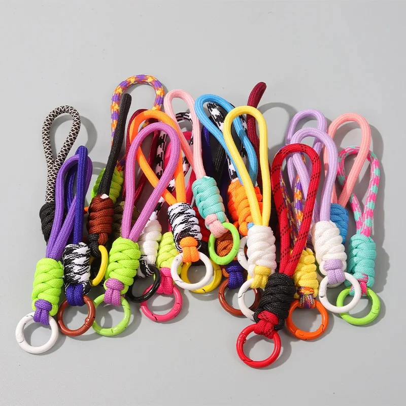Cordão de celular com nó de combinação de cores, cordão trançado curto criativo, capa de celular, chaveiro pode ser destacável para preve