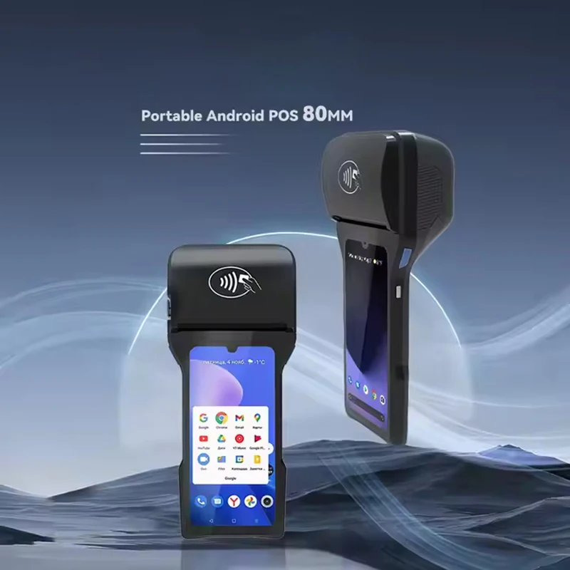 POS-терминал Handhe 6,26 дюйма Android 12 с принтером 58/80 мм, памятью 2G + 16G Loyverse Desktop POS 4G WIFI BT Connection 2D Scanne