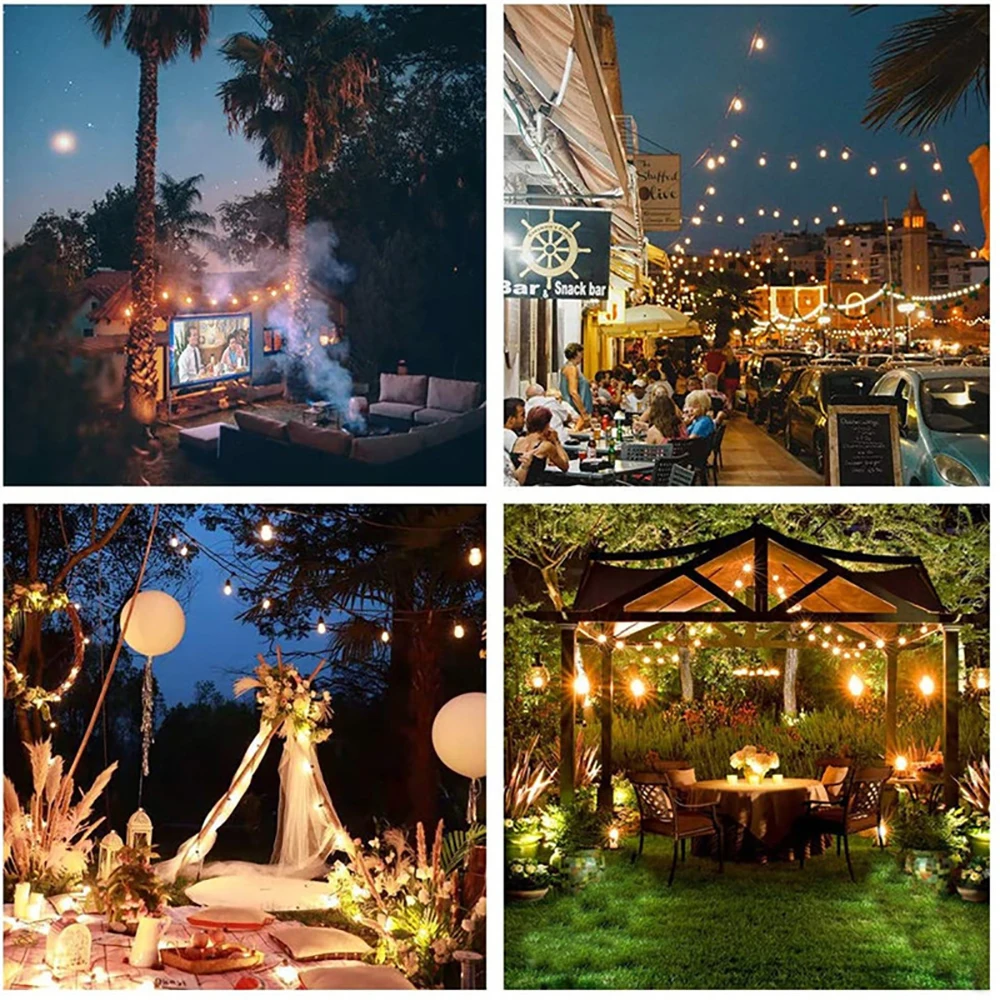 Luci a stringa solari da esterno con lampadine infrangibili a LED remote Luci a stringa solari G40 dimmerabili per decorazioni per feste in cortile esterno
