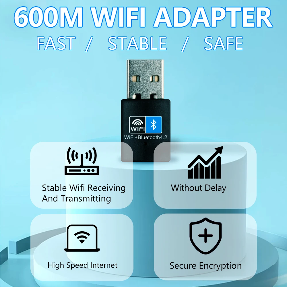OPTFOCUS Wi-Fi адаптер 150 Мбит/с 802.11b g n ac USB Wi-Fi адаптер для ПК Win7 8 10 11 беспроводной Wi-Fi адаптер Bluetooth 4.2 Lan Card