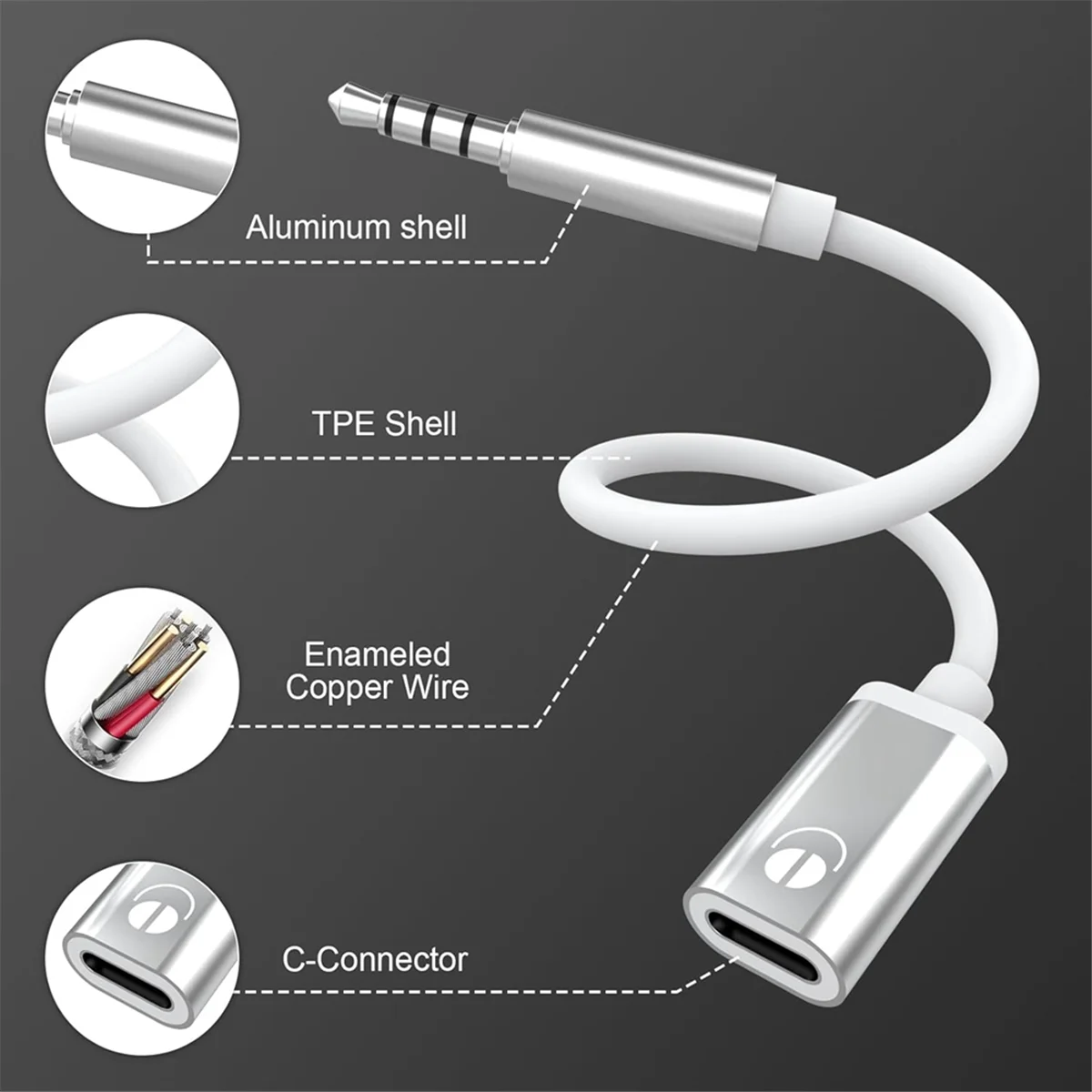 3,5mm Stecker auf Typ C Buchse Audio kabel, analoge Audio buchse Kopfhörer Audio Adapter für MP3-Player, Laptop,Tablet c