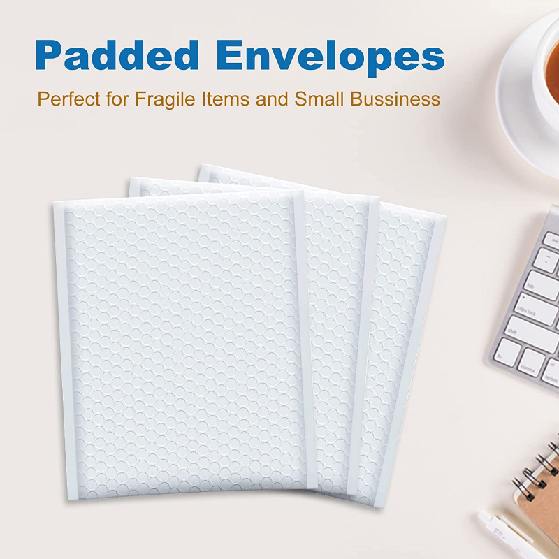 Sobre acolchado para embalaje de burbujas, bolsas de envío con autosellado, color blanco, venta al por mayor
