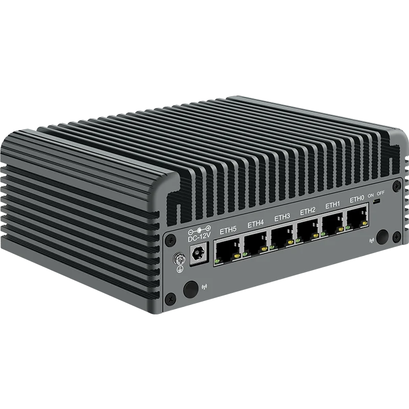6 LAN 2,5G Firewall Router Intel Core 3 N355 N305 N150 N100 i226-V Lüfterloser Mini-PC DDR5 2xNVMe 2xHDMI2.1 Typ-C pfSense Proxmox