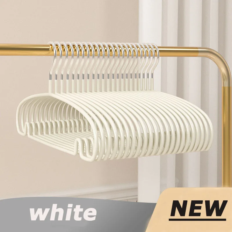 I KNOW PVC 10PCS Non-slip No-trace Hanger Korean Hot Sale Multi-functional Wide Clothes Hanger High Quality PVC Round Hanger
