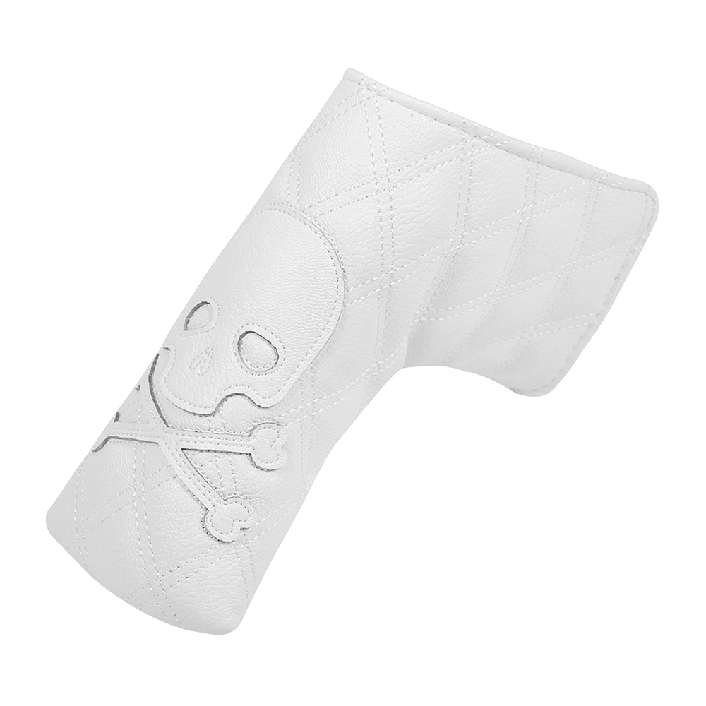 Schwarz Leder Stiching Bestickt Zucker skelette Golf Club Headcover Putter Abdeckungen Klinge
