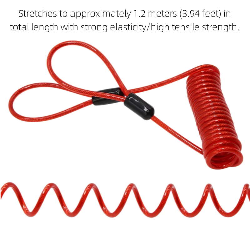 Cabo de lembrete retrátil anti-roubo de 1,2 metros para bloqueio de disco de alarme de bicicleta/motocicleta, alta elasticidade, 3 cores