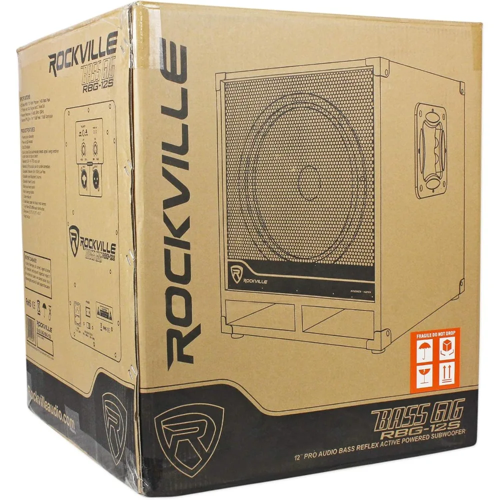 RBG12S Bass Gig 1400W Active PA Subwoofer 12-Inch, 8-Ohm, Deep Bass, Portable Design, Adjustable Crossover, for DJs and Live Ev