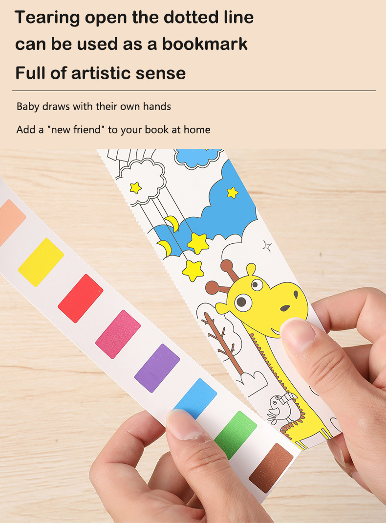 Giocattoli educativi per bambini disegno pittura colorata 12 pagine segnalibro di carta graffiti libro ad acquerello note adesive portatili