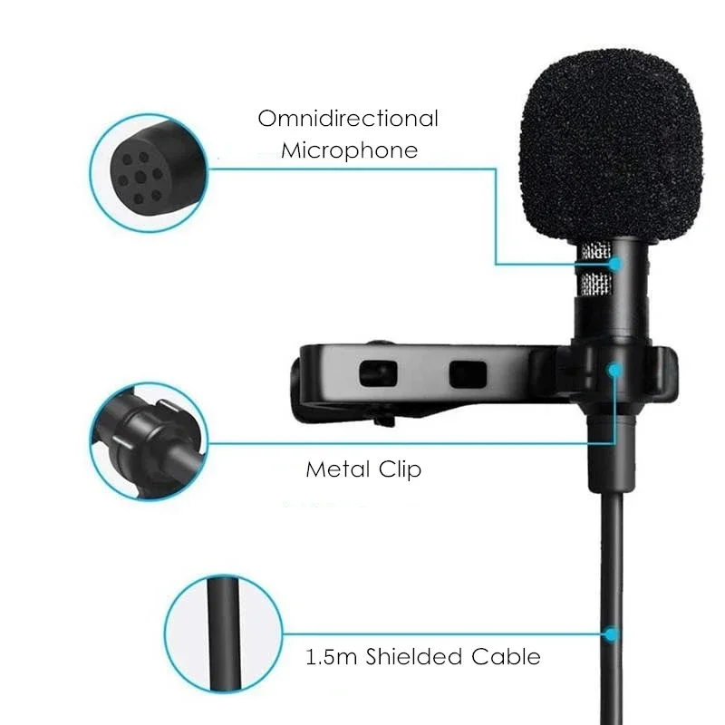 1,5 m Mini Tragbare Lavalier-mikrofon Kondensator Clip-on Revers Mikrofon Wired USB 3,5mm Typ-C mikrofon Für Telefon für Laptop PC
