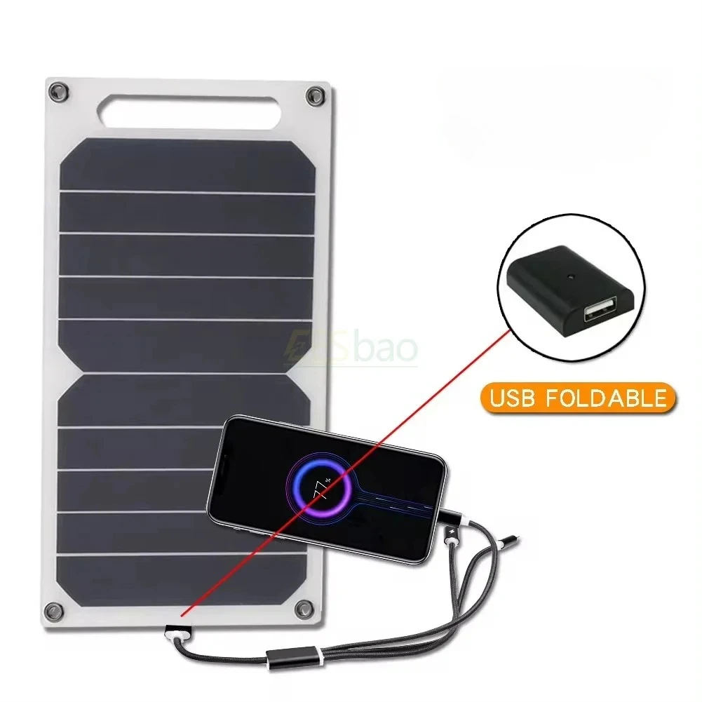 5V 5W/15W แผงพลังงานแสงอาทิตย์แบบพกพา USB กลางแจ้ง Micro Solar Panel Quick Charger เหมาะสําหรับโทรศัพท์มือถือ,เดินทางกลางแจ้ง