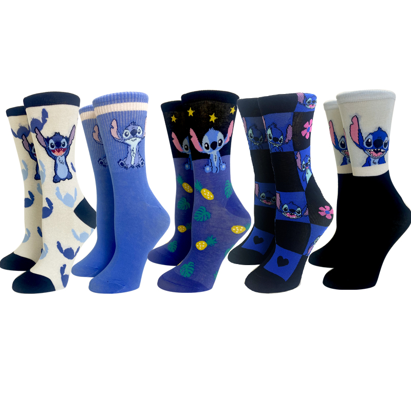 5 pares de calcetines de punto de dibujos animados para mujer, calcetines cómodos de algodón de Anime, calcetines informales felices y divertidos, talla 35-40