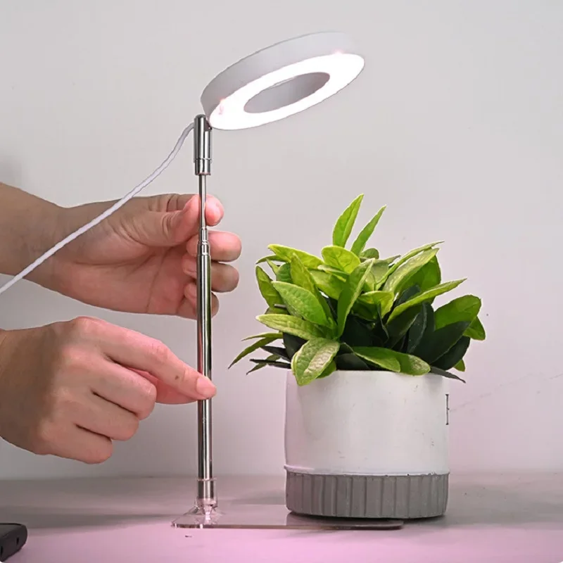 LED kryty pierścień anioła światło na wzrost roślin 2/4/8H włączanie/wyłączanie timer USB 5V wysuwana wysokość pełne spektrum symulowane światło słoneczne rośliny