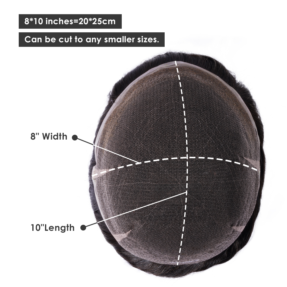 Full สวิสลูกไม้ผู้ชายผม Toupee วิกผมชายที่มองไม่เห็น Bleach Hairline Soft Capillary Prothesis ผมเปลี่ยนระบบสําหรับชาย