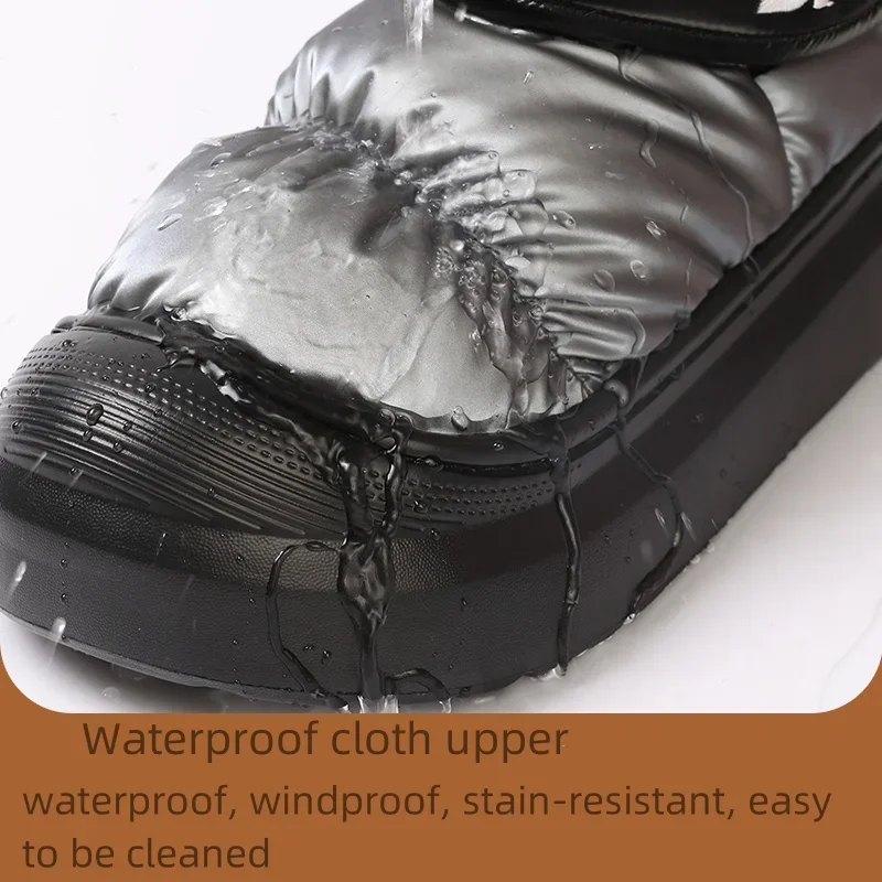 Botas de nieve impermeables de invierno para mujer, botines cálidos informales para mujer, zapatos planos de algodón a la moda para actividades al aire libre