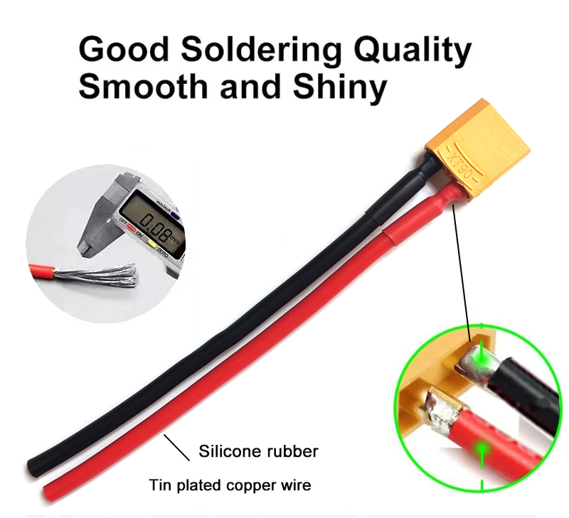 XT60 XT90 Buchse/Stecker, Batterie-Parallelstecker mit flexiblem Silikondraht, 14 AWG/12 AWG/10 AWG für RC-Lipo-Batteriemotor