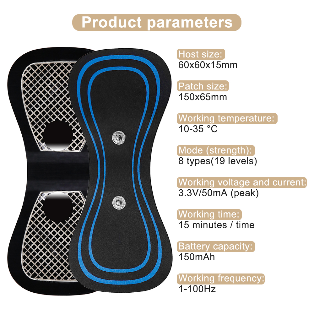 EMS-estimulador muscular de microcorriente portátil, masajeador eléctrico de pulso para cuello y espalda, Mini parche de masaje con almohadillas de electrodos