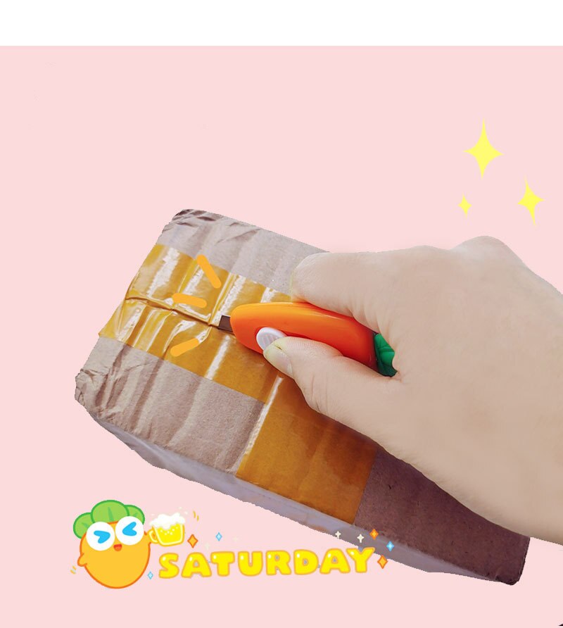 3 Stück niedlicher Mini-Cartoon Karotte Utility Box Cutter Brieföffner Kunst Papier Cutter Kawaii Schreibwaren Messer