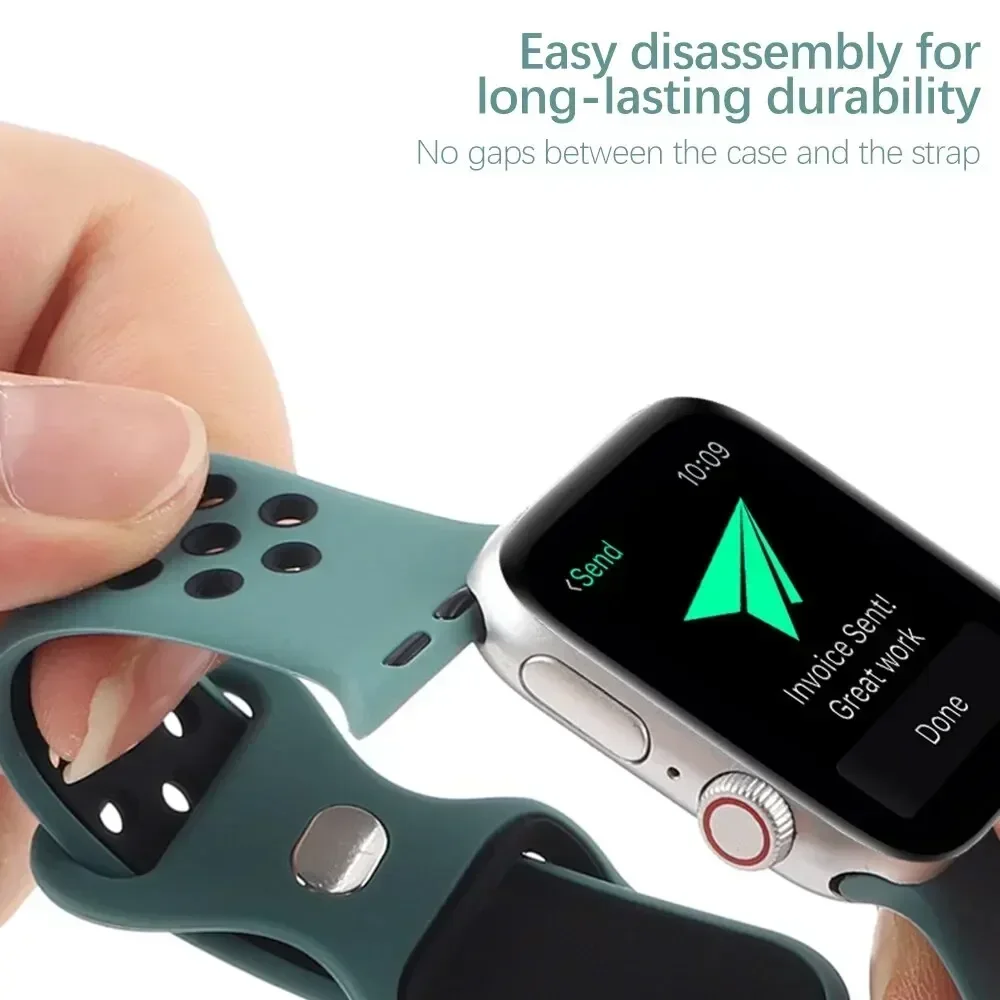 애플 워치 밴드용 스트랩, 한국 실리콘 스포츠 팔찌, 아이워치 8 SE 7 6 5 울트라 49mm, 44mm, 45mm, 42mm, 41mm, 38mm, 40mm