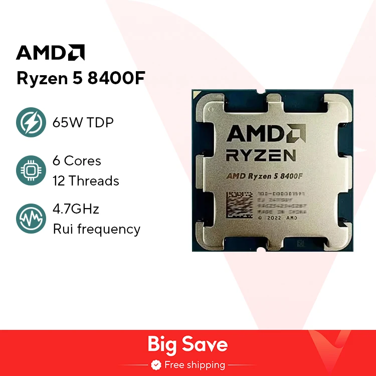 New AMD R5 8400F Ryzen 5 8400F 6 Cores 12 Threads 4.2GHz Desktop computer processor with AM5 Socket CPU