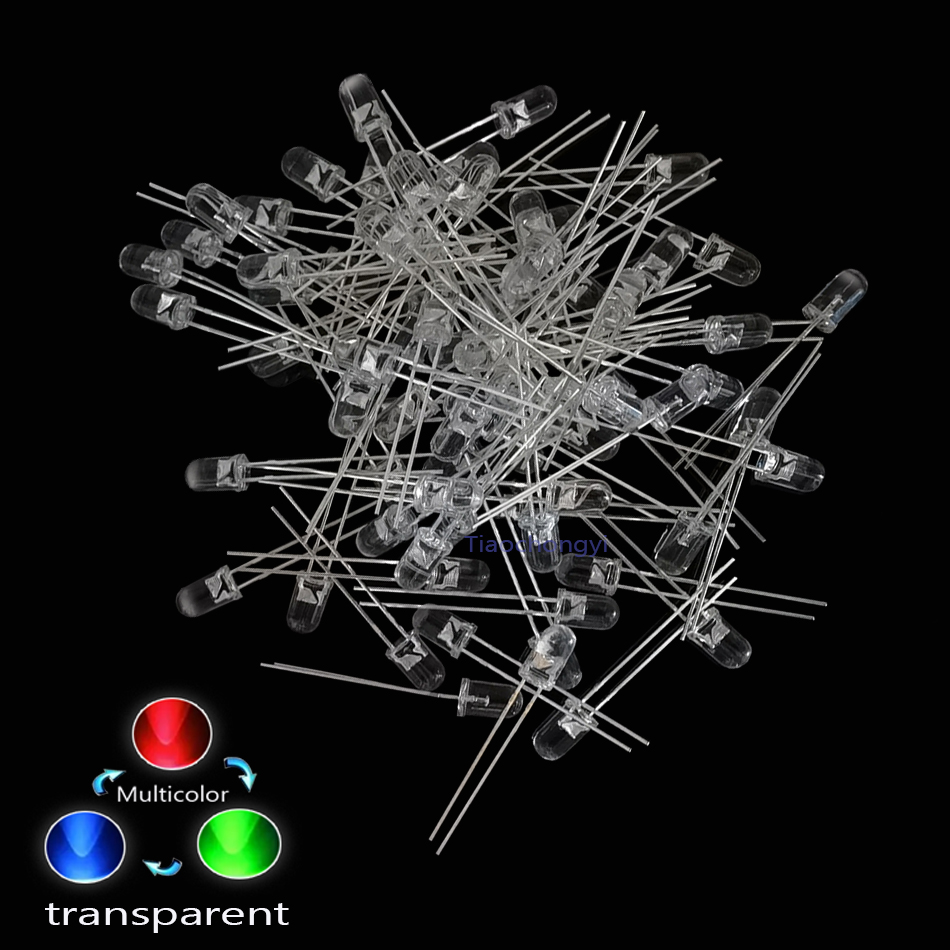 5 mm mehrfarbige, langsam/schnell blinkende RGB-LED-Diode, blinkende Leuchtdioden, 2 Pins, klare runde Linse