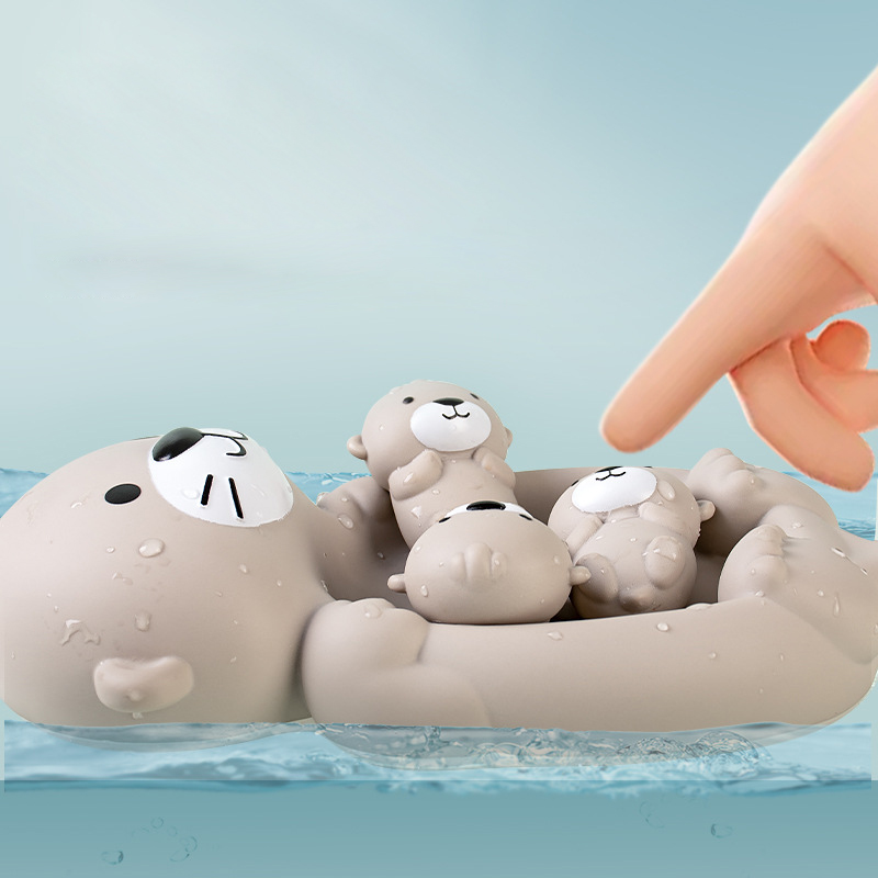 น่ารัก Otter ครอบครัวของเล่นอาบน้ําเด็กซิลิโคนห้องน้ําของเล่นเด็ก Otter ลอยน้ําของเล่นบีบอ่างอาบน้ําของเล่นสําหรับทารก
