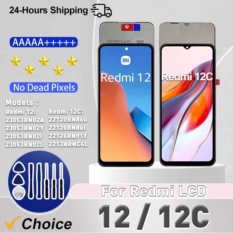 NUOVO 12C Per Xiaomi Redmi 12C LCD Poco C55 Display Touch Screen Digitizer Per Redmi 12 Display 23053RN02A LCD Parti di Ricambio