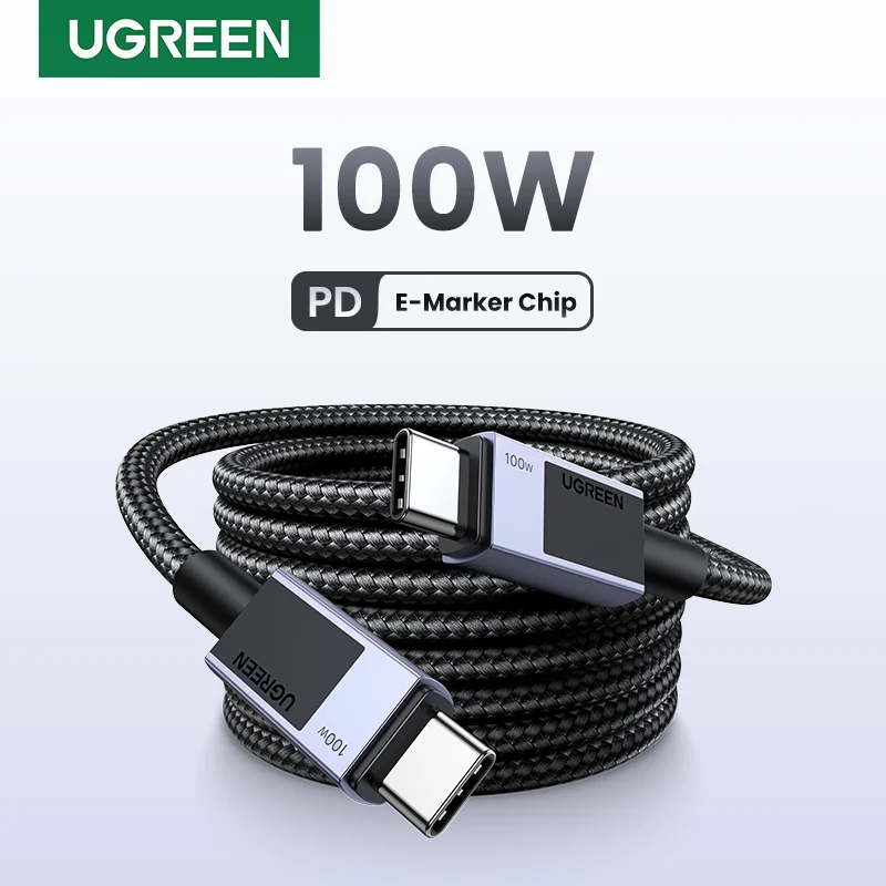 UGREEN PD100W USB C a USB C Cable de carga rápida 1m 2m 3m 5A 100W Cable tipo C de entrega de energía para MacBook Pro/Air iPad Pro iPhone