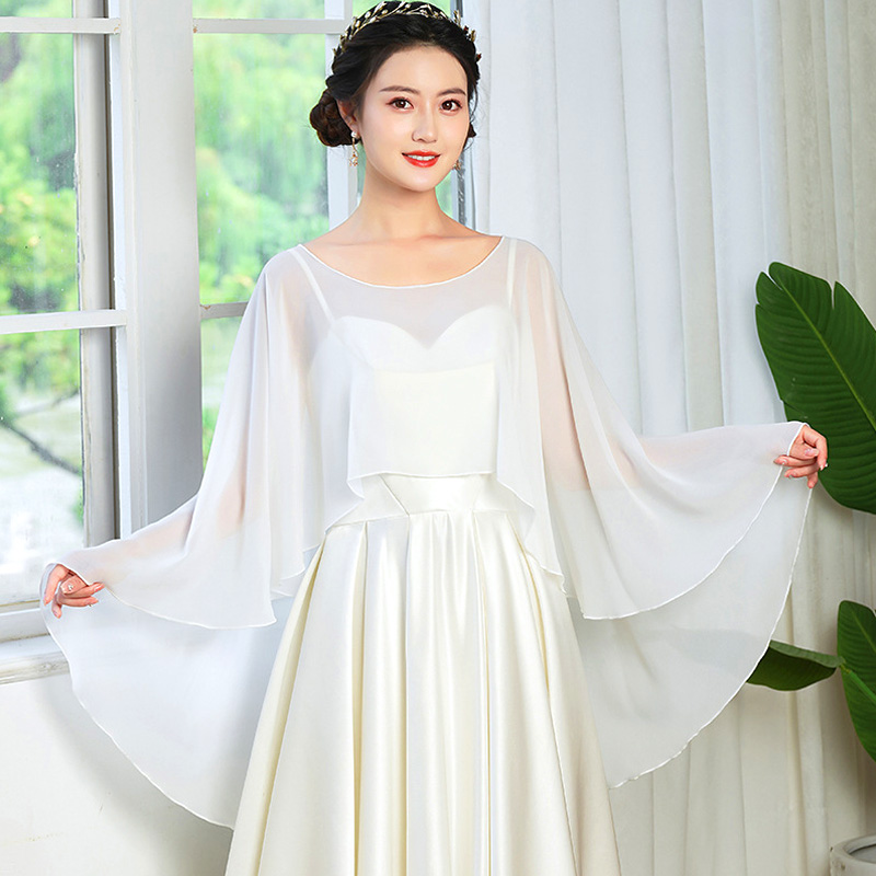 Mulheres senhoras chiffon capa xale noite capas de casamento encolher jaqueta de noiva envolve acessórios longo xale e envoltórios vestido cobrir