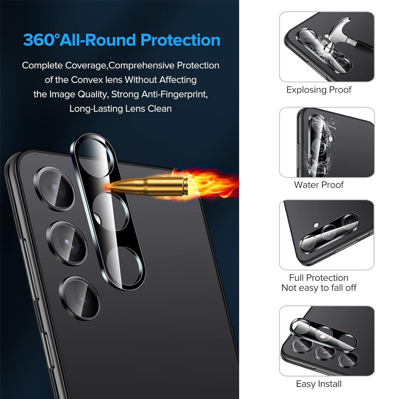 2+2 Fingerprint Scanning Glass for Samsung S25 S24 S23 S22 S21 Screen Protector for Galaxy S25 Ultra Camera Protector S24 FE
