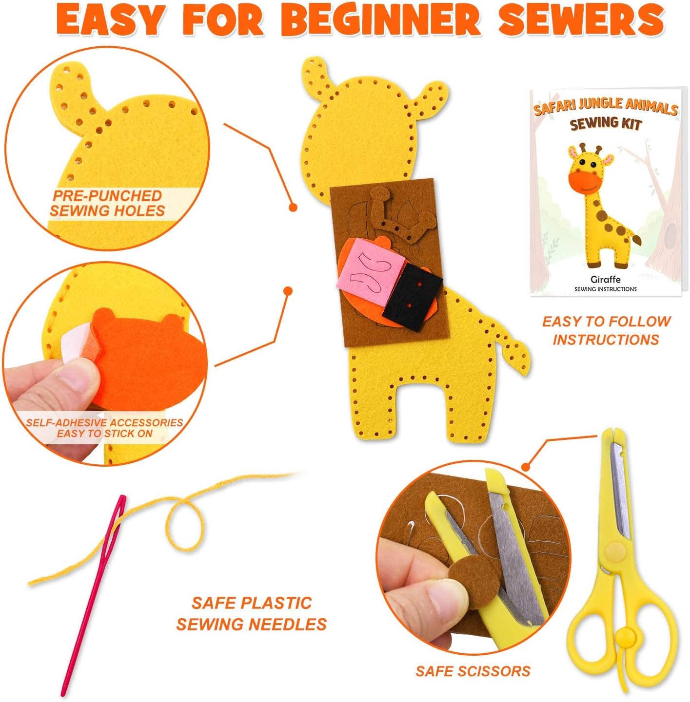 ウッドランド動物クラフトキット森の生き物DIY縫製フェルトぬいぐるみ子供のための動物初心者教育縫製セットガールアートおもちゃ