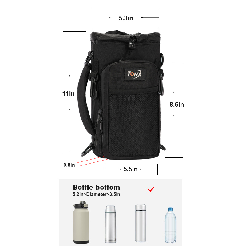 Bolsa de garrafa de água isolada multifuncional com ombro crossbody portátil ideal para caminhadas, ciclismo, acampamento, pesca