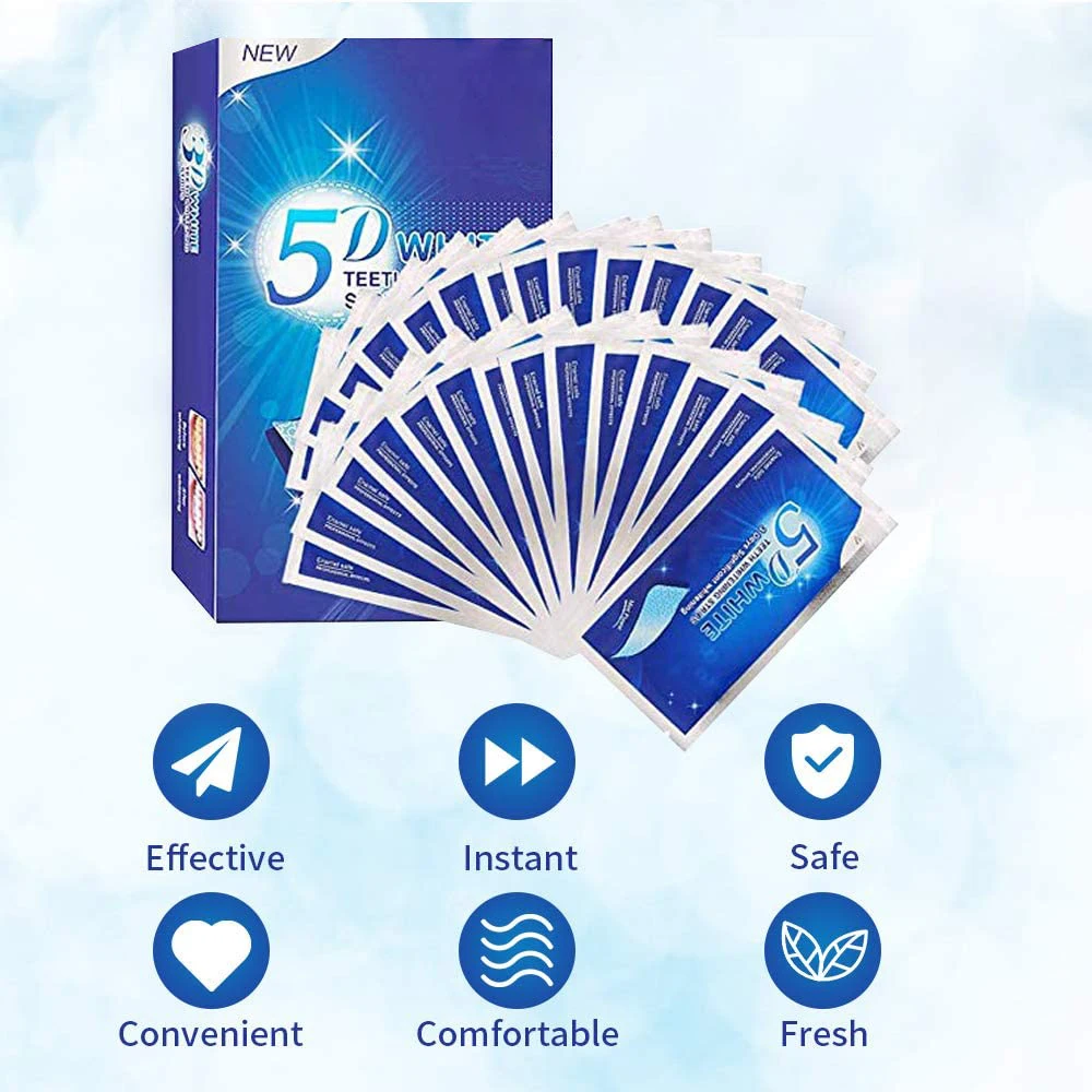 5D Teeth Whitening Strip 7/14/21/28 Pair Whiter Strips for Removing Smoking Coffee Stain, Effective Home Use Tooth Whitening Kit