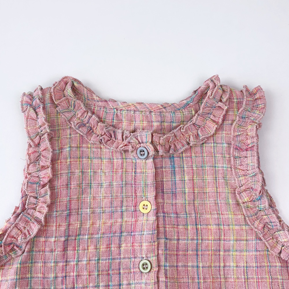 Conjunto de duas peças de verão para meninas rosa com top sem mangas de peito único e calças casuais, novos conjuntos infantis roupas infantis