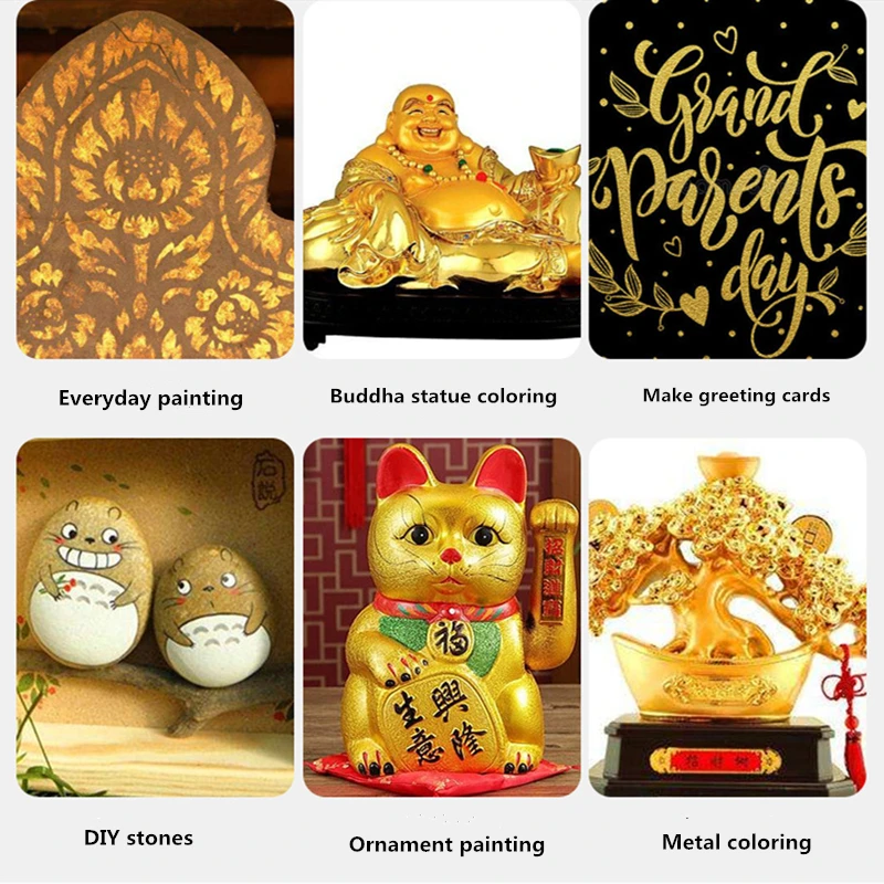 60 ml Goldfarbe, metallische Acrylfarbe, wasserfest, nicht verblasst, zum Färben von Statuen, DIY-Handkleidung, bemalte Graffiti-Pigmente