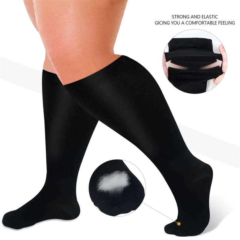 Calcetines de compresión de talla grande para hombre y mujer, medias deportivas de Color sólido para correr, Yoga, talla Extra, para deportes, Fitness, pérdida de peso, 2XL-7XL