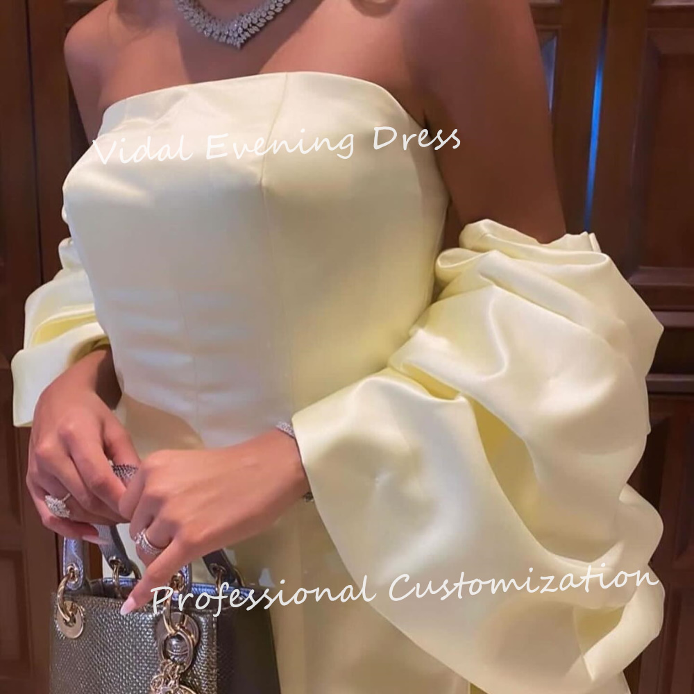 Vindal Evening dresses Satin Strapless Runched Sleeveless Floor-Length Morden-Style High-Quality Elegant السعود  For Woman 2024
