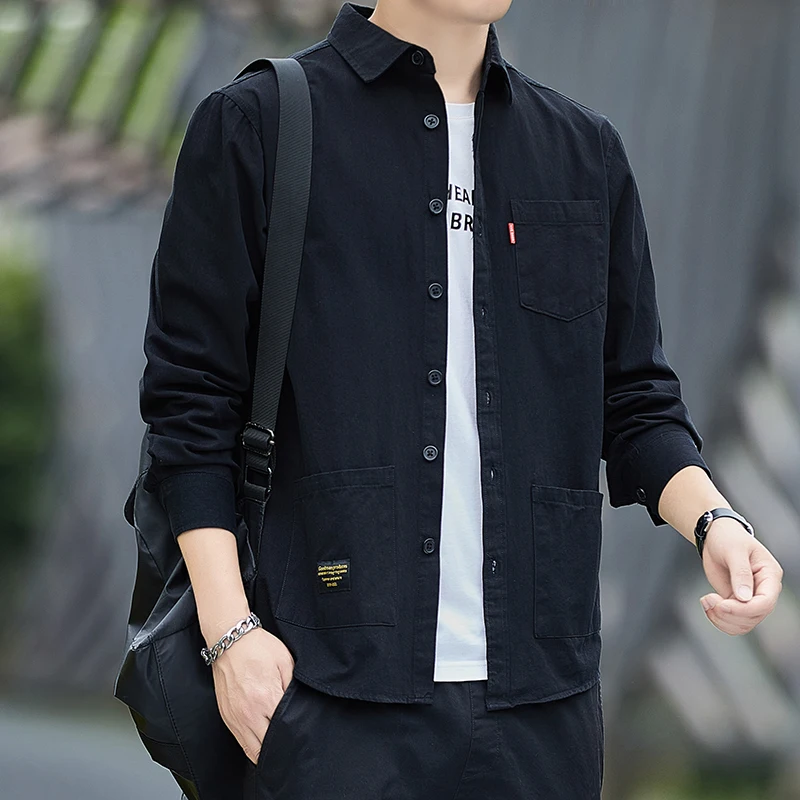 Csa Casual de Manga Larga para Hombre, Chaqueta de Trabajo de Aodón, Estilo Juvenil Hoado y Moderno para Primavera y O...