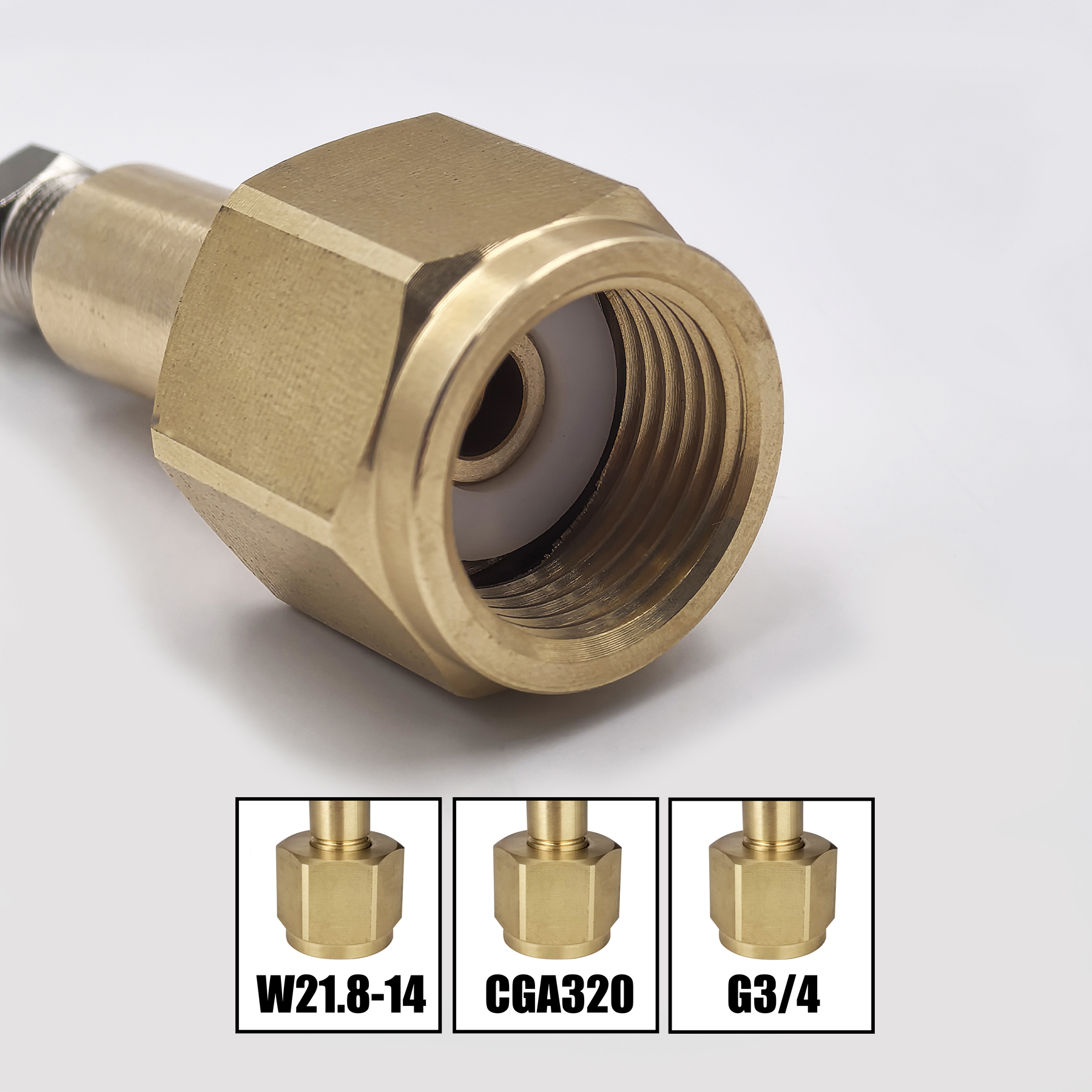 Soda Water Accessories Tank CO2 Cylinder Thread Size with W21.8-14 CGA320 G3/4 8mm Quick Disconnection Nipple Copper Material