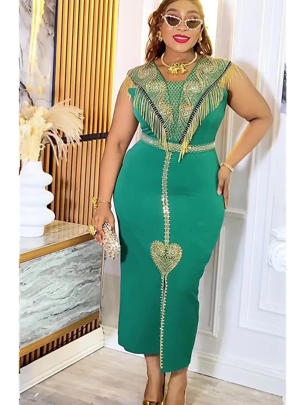 Plus Size Afrikanische Hochzeit Party Kleider für Frauen 2025, Dashiki Ankara Abendkleid, elegantes Weihnachts-Outfit, Robe, Afrika-Kleidung