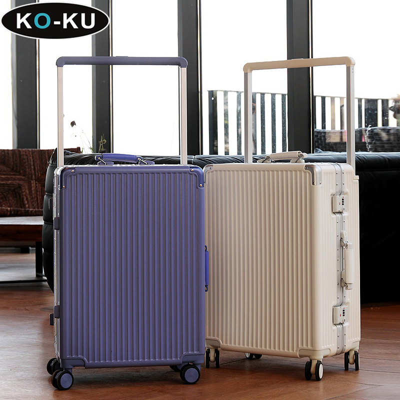 Ko-ku-女性用アルミフレーム荷物、ボーディングボックス、ミュートユニバーサルホイール、ワイドハンドル、トラベルスーツケース、トロリーケース、20インチ、22インチ、24インチ、26インチ