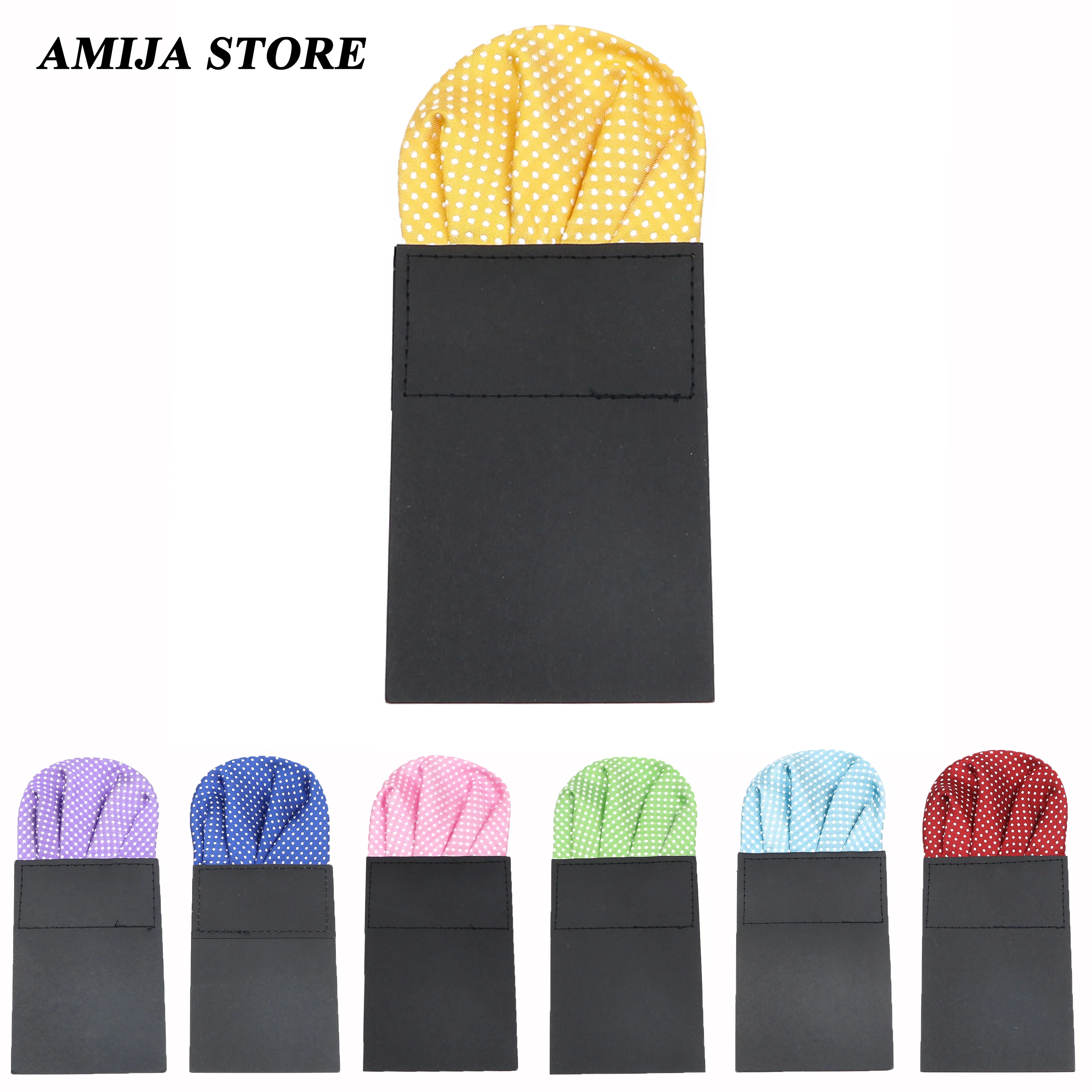 ซาตินจุดผ้าเช็ดหน้าสำหรับ Man ชุด Acceossories Pre-กระเป๋าพับแฟชั่นทรงสี่เหลี่ยมจัตุรัสผ้าขนหนูสำหรับงานแต่งงานหน้าอกสุภาพบุรุษ