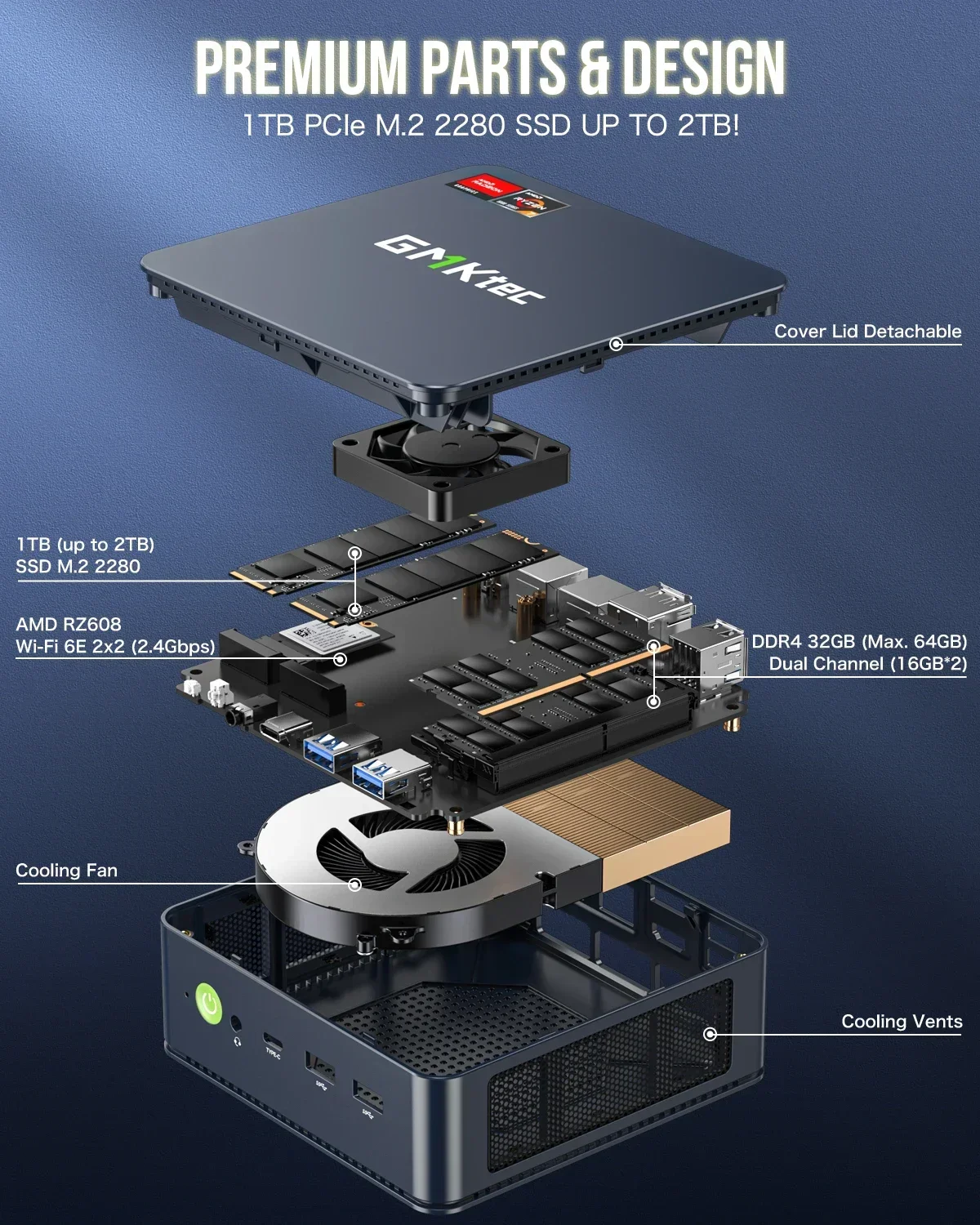 US.EU GMKtec M5 Plus Ryzen 7 5825U Mini PC Windows 11 Pro DDR4 Dual Channel NVMe M.2 SSD WIFI6E BT5.2 Desktop Office Gaming Comp