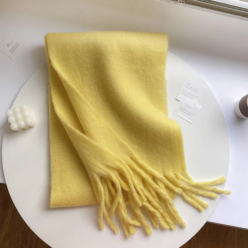 Bufanda de invierno de Color sólido para mujer, chal de Pashmina suave, grueso y cálido, chal de Cachemira grande, Bufanda versátil de invierno