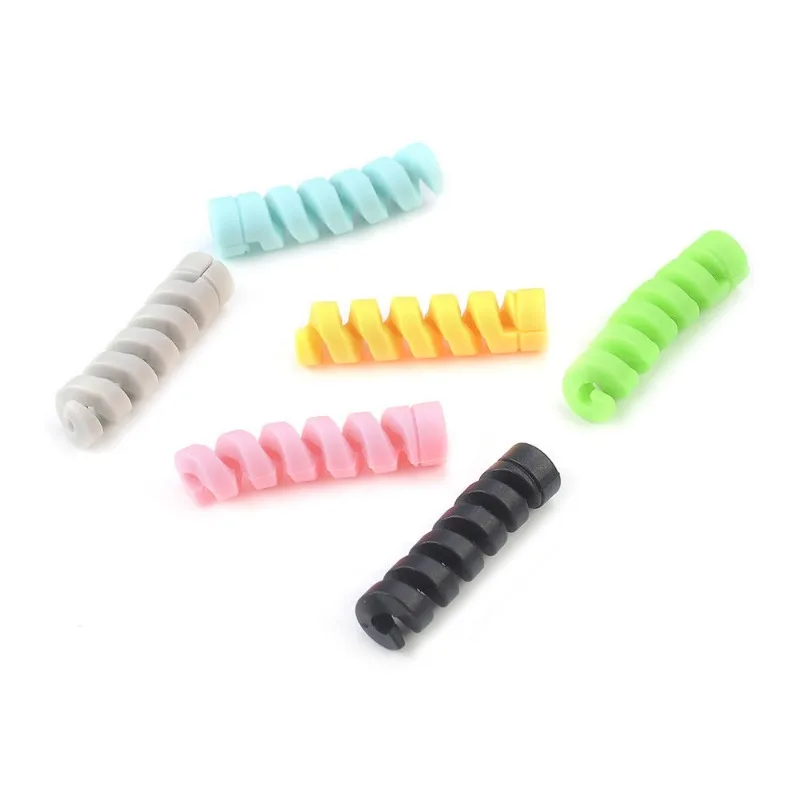 12-1Pcs 케이블 보호기 실리콘 충전 케이블 나선형 와인 더 와이어 전화 USB 충전기 케이블 보호 커버 케이블 와인 더 클립