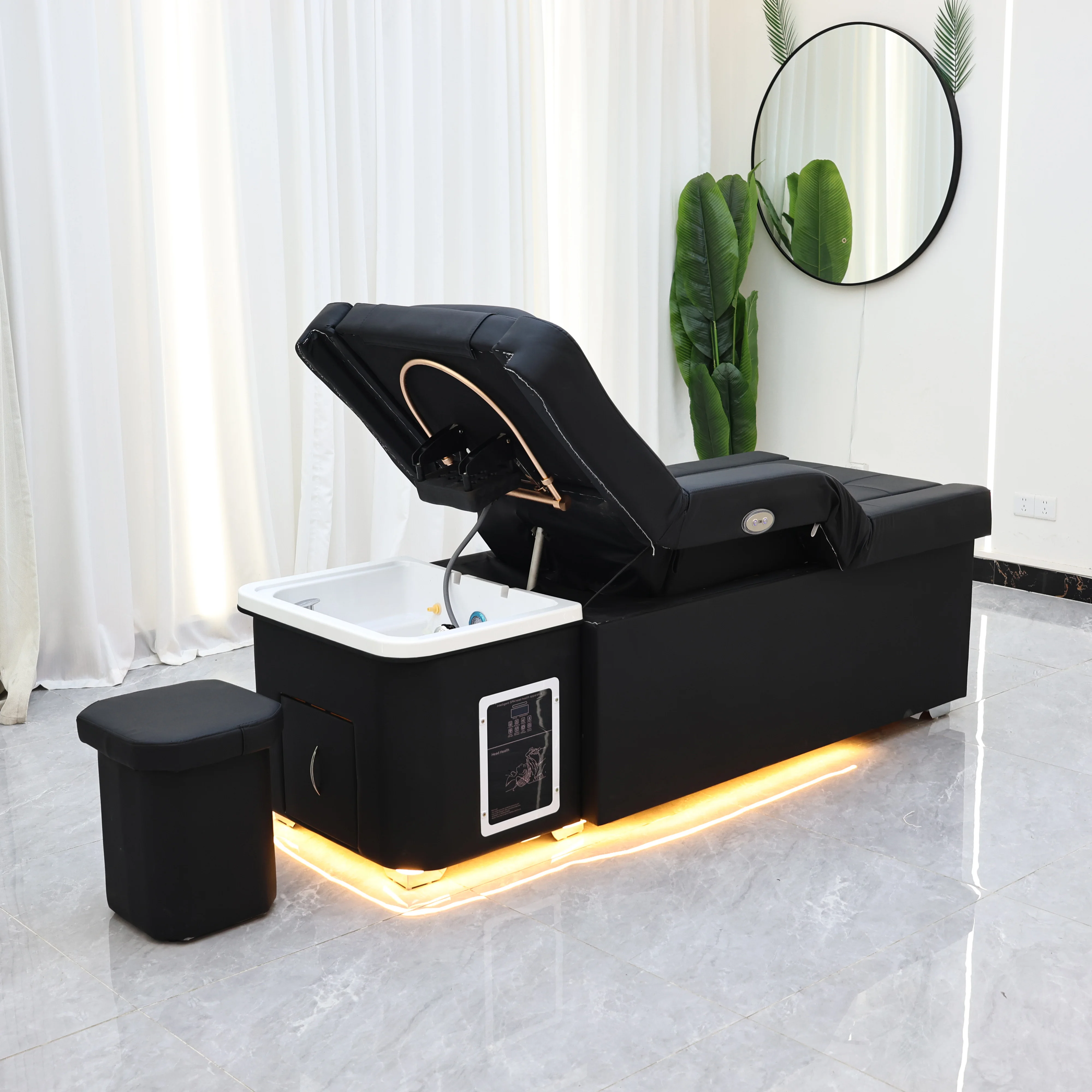Xinsheng elétrica ajustável elevador shampoo cama mesa de massagem tudo-em-um salão de beleza spa cama de massagem com bacia de lavagem de cabelo & banho de pés
